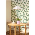 Papel pintado verde de flores y rayas · Caselio Solstice 107902799