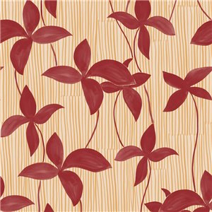Red wallpaper with flowers and stripes