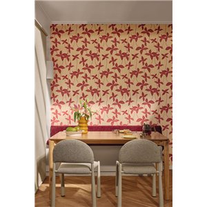 Red wallpaper with flowers and stripes 2