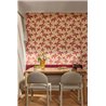 Red wallpaper with flowers and stripes · Caselio Solstice 107902851