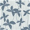 Papier peint bleu fleurs sur rayures
