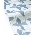 Papier peint bleu fleurs sur rayures · Caselio Solstice 107906663