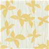 Gelbe Tapete mit Blumen und Streifen