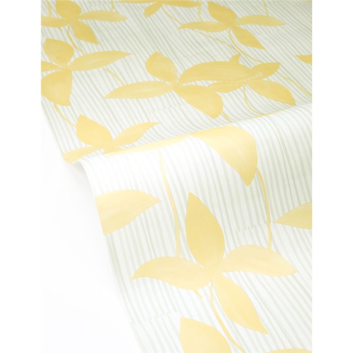 Papel pintado amarillo de flores y rayas · Caselio Solstice 107907287