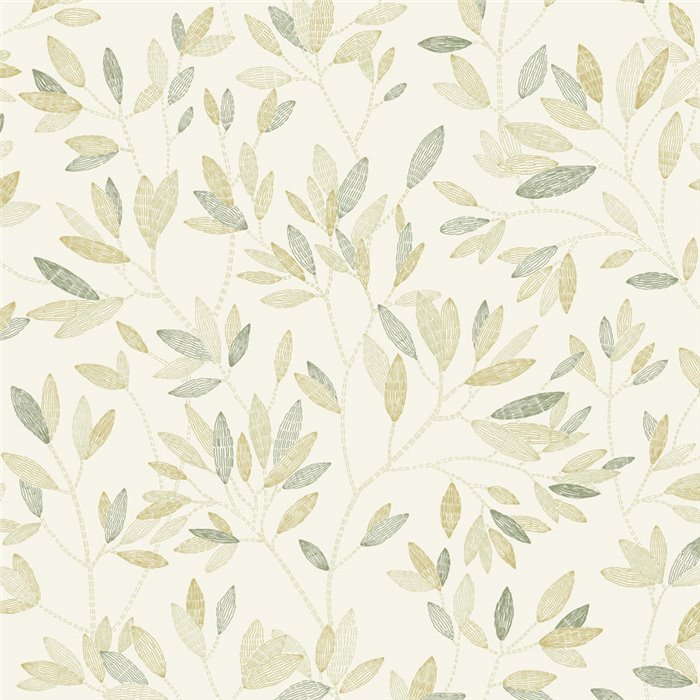 Papier peint vert à fleurs brodées · Caselio Solstice 107910726