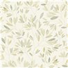 Green wallpaper with embroidered flowers