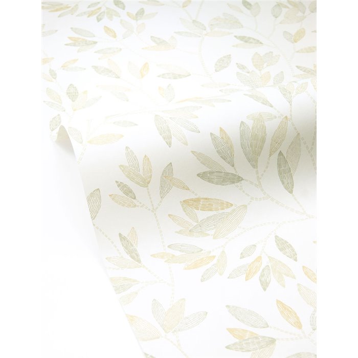 Papier peint vert à fleurs brodées · Caselio Solstice 107910726
