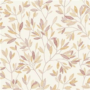 Pink wallpaper with embroidered flowers