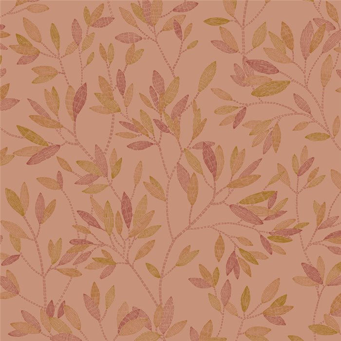 Terrakotta Tapete mit gestickten Blumen · Caselio Solstice 107914838