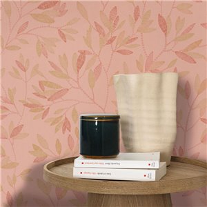 Papier peint terracotta à fleurs brodées 2