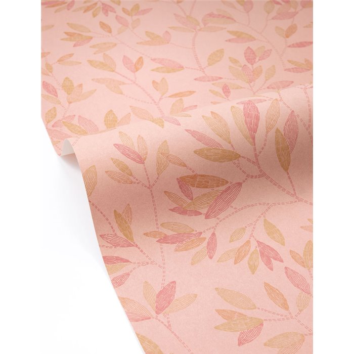 Papier peint terracotta à fleurs brodées · Caselio Solstice 107914838