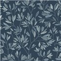 Papel pintado azul de flores con puntadas · Caselio Solstice 107916940