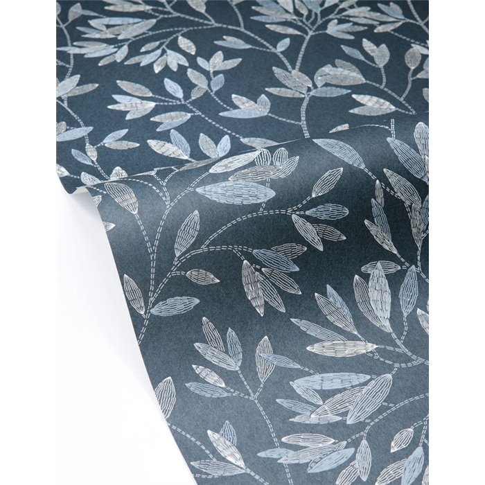 Papier peint bleu à fleurs façon points · Caselio Solstice 107916940