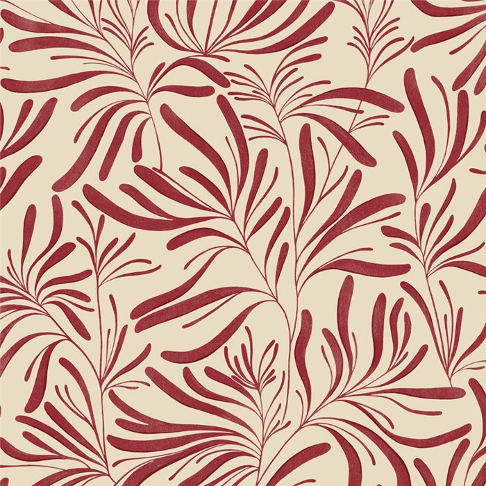 Red wallpaper with minimalist leaves · Caselio Solstice 107921869
