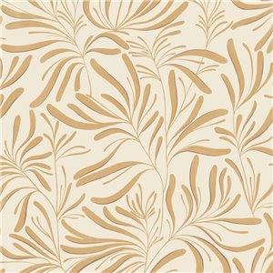 Papel pintado marrón de hojas minimalistas