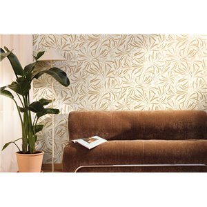 Papel pintado marrón de hojas minimalistas 2