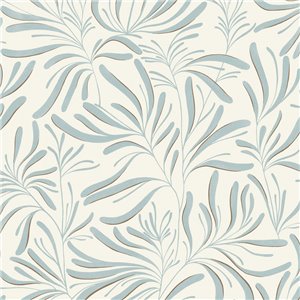 Wallpaper with blue minimalist leaves