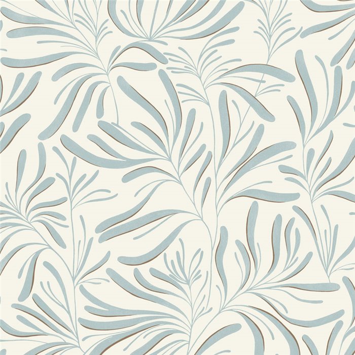Papel pintado azul de hojas minimalistas · Caselio Solstice 107926047