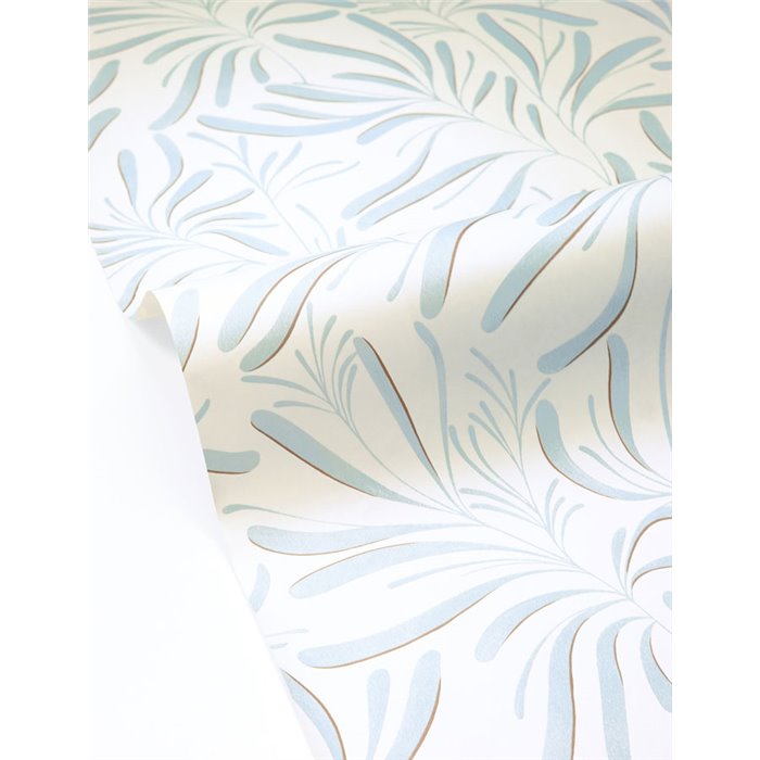 Papel pintado azul de hojas minimalistas · Caselio Solstice 107926047