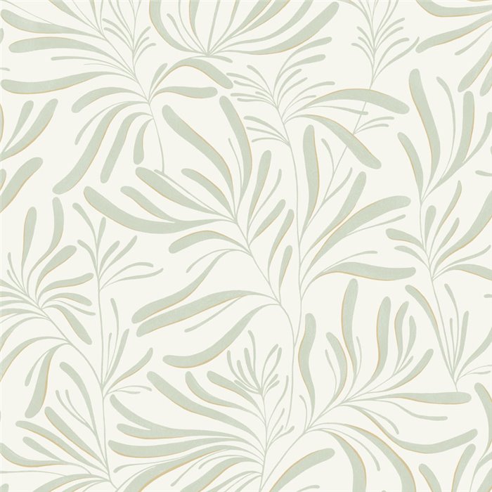 Wallpaper with green minimalist leaves · Caselio Solstice 107927039