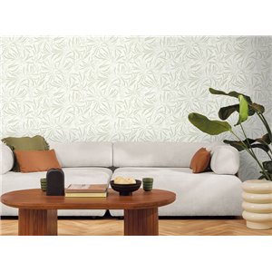 Papier peint vert à feuilles minimalistes 2
