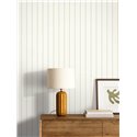 White wallpaper with fine two-tone stripes · Caselio Solstice 107930181
