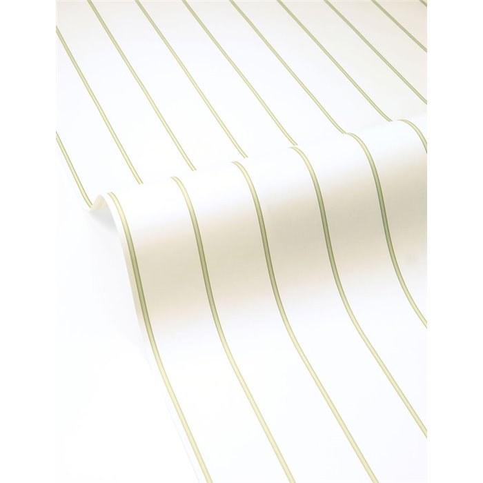 Papier peint blanc et vert à rayures doubles · Caselio Solstice 107937758