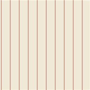 Papel pintado beige y rojo de rayas dobles