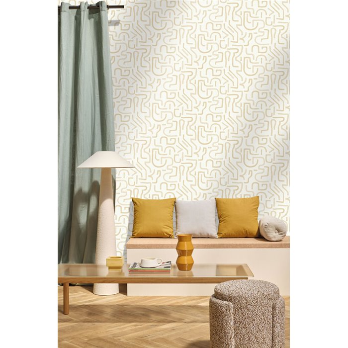 Wallpaper beige abstract labyrinth · Caselio Solstice 107951038
