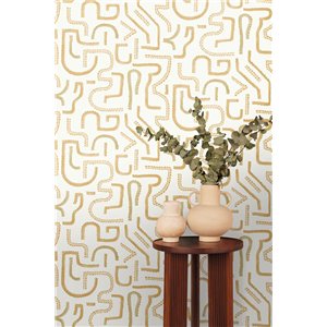 Wallpaper brown abstract labyrinth design 2