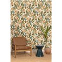 Wallpaper with lush green and orange florals · Caselio Solstice 107967313