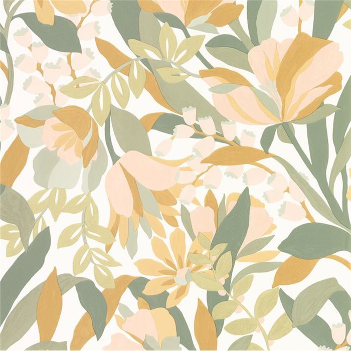 Papel pintado floral exuberante en tonos verdes · Caselio Solstice 107967753