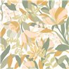 Papel pintado floral exuberante en tonos verdes