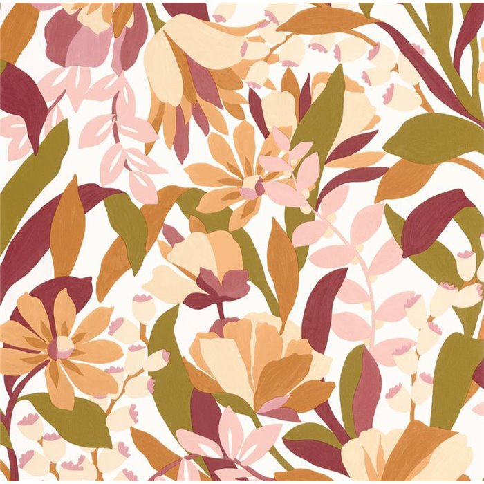 Papier peint floral multicolore esprit rétro · Caselio Solstice 107968491