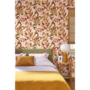 Papel pintado floral multicolor estilo retro 2