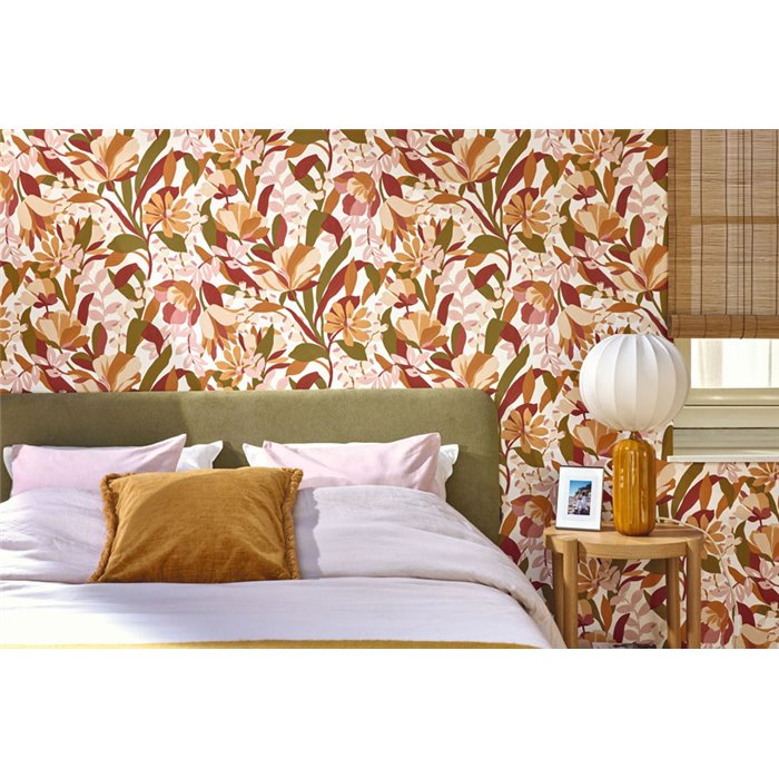 Papel pintado floral multicolor estilo retro · Caselio Solstice 107968491
