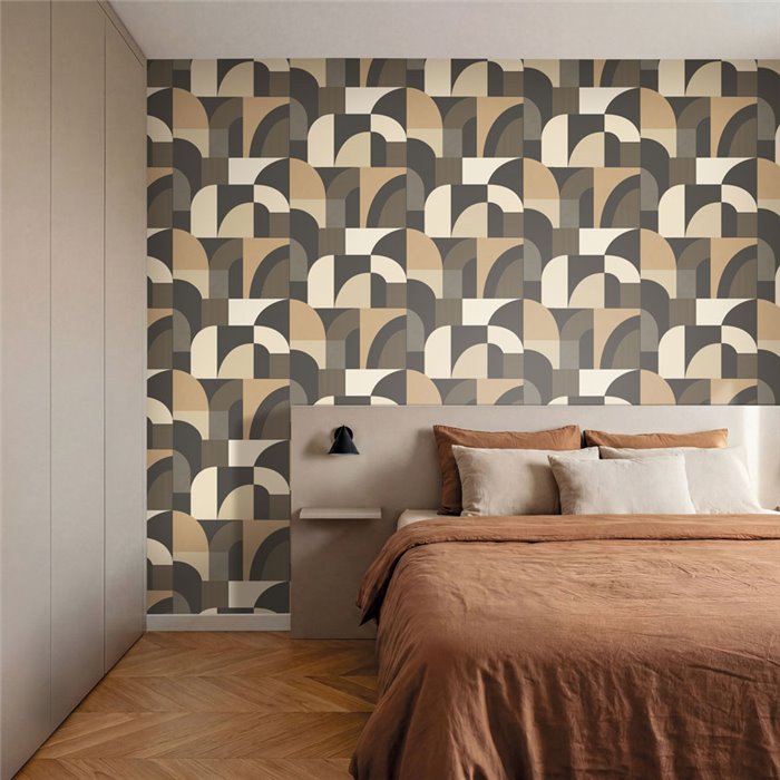 Papier peint géométrique beige et noir à arches · Caselio Forma 107841090