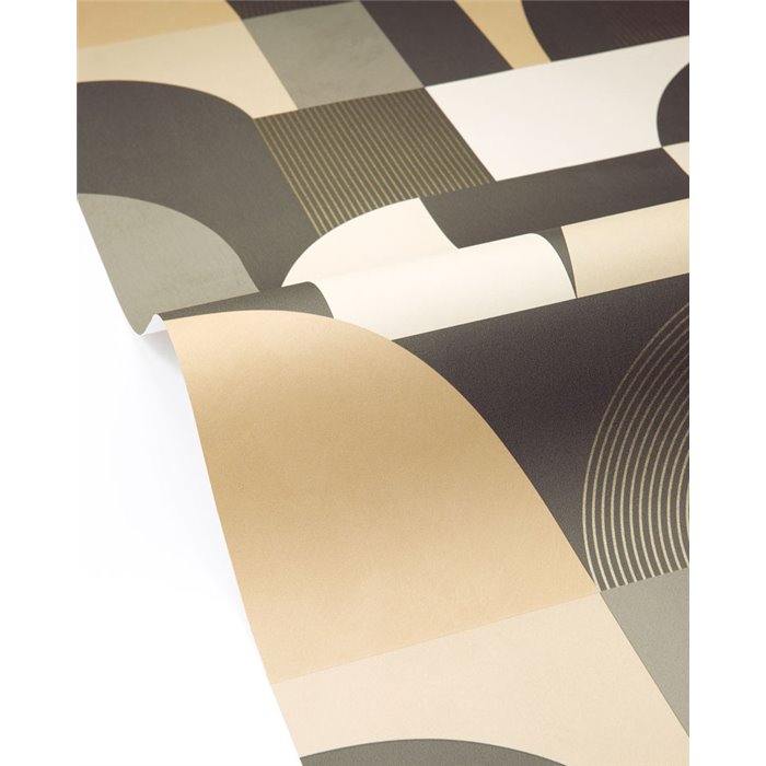 Beige and black geometric arch wallpaper · Caselio Forma 107841090