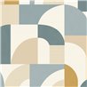 Blaue und gelbe geometrische Tapete mit Bögen