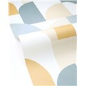Blaue und gelbe geometrische Tapete mit Bögen · Caselio Forma 107846020