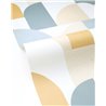 Papel pintado geométrico azul y amarillo con arcos · Caselio Forma 107846020