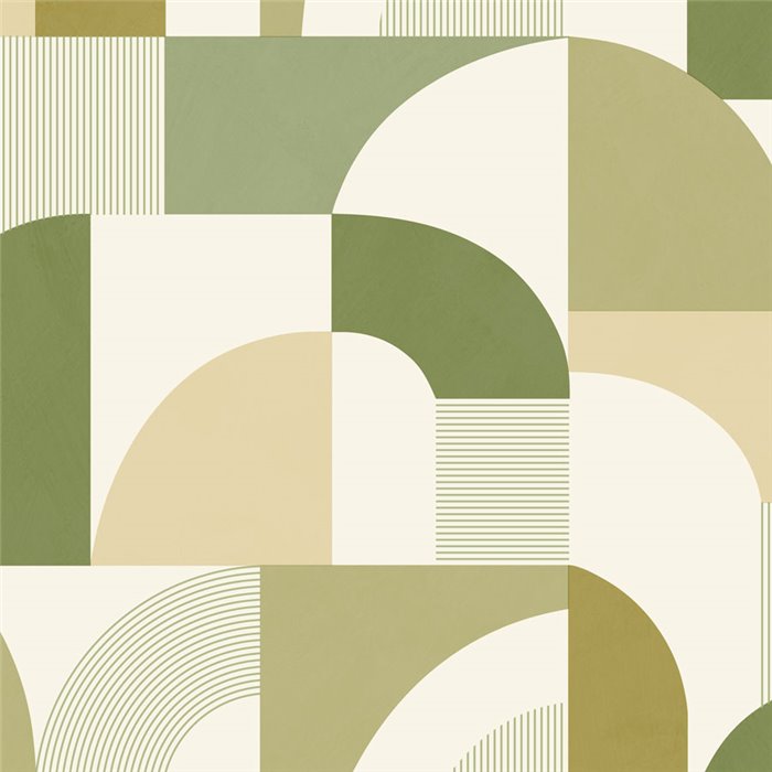Papel pintado verde geométrico de aire retro · Caselio Forma 107847070