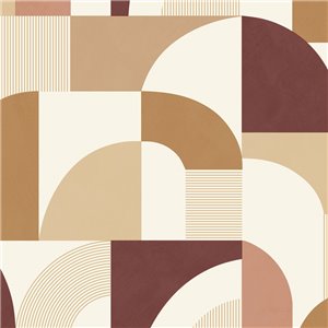 Papel pintado rojo geométrico con aire retro