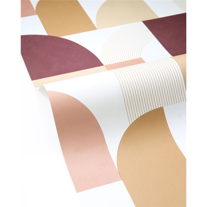 Rote Retro-Tapete mit geometrischem Muster · Caselio Forma 107848080