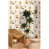 Beige-schwarze Tapete mit linearem Mosaik · Caselio Forma 107851199