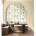 Papel pintado verde de mosaico geométrico lineal · Caselio Forma 107857005