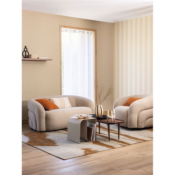 Papel pintado de rayas en espiga beige · Caselio Cocoon 108021000