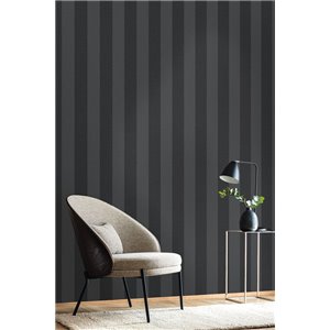 Papel pintado de rayas en espiga negro 2