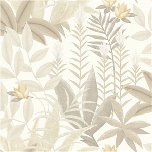 Papel pintado tropical en tonos naturales