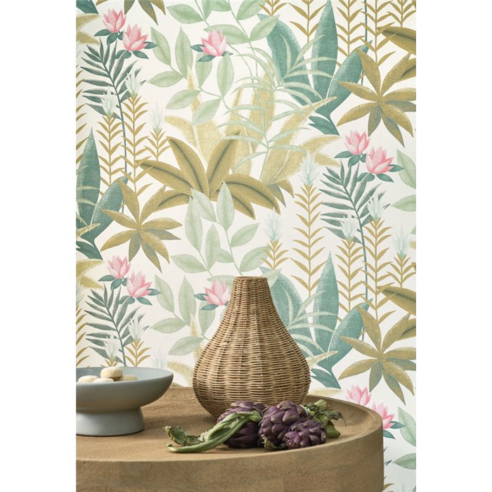 Botanical palm leaf wallpaper · Casadeco Canopée 202637337